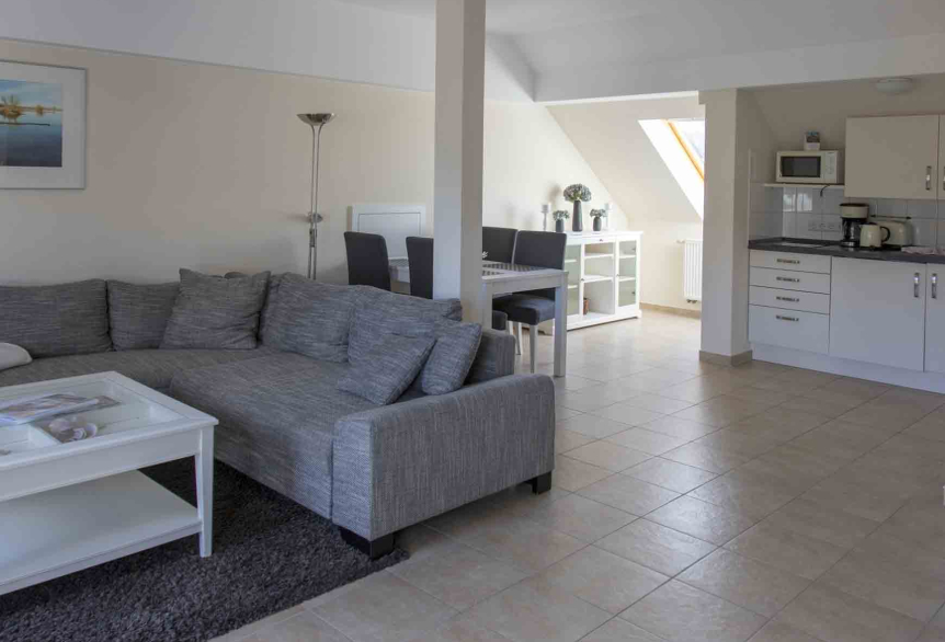 Wohnbereich im Apartment im alten Moorbad