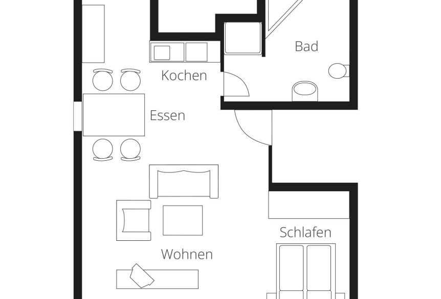 Grundriss Apartment im alten Moorbad